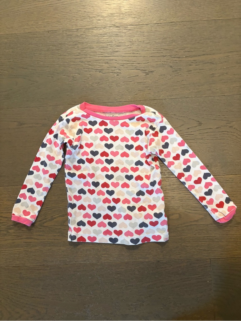 Gap girls heart themed long sleeve pj top sz 4/5